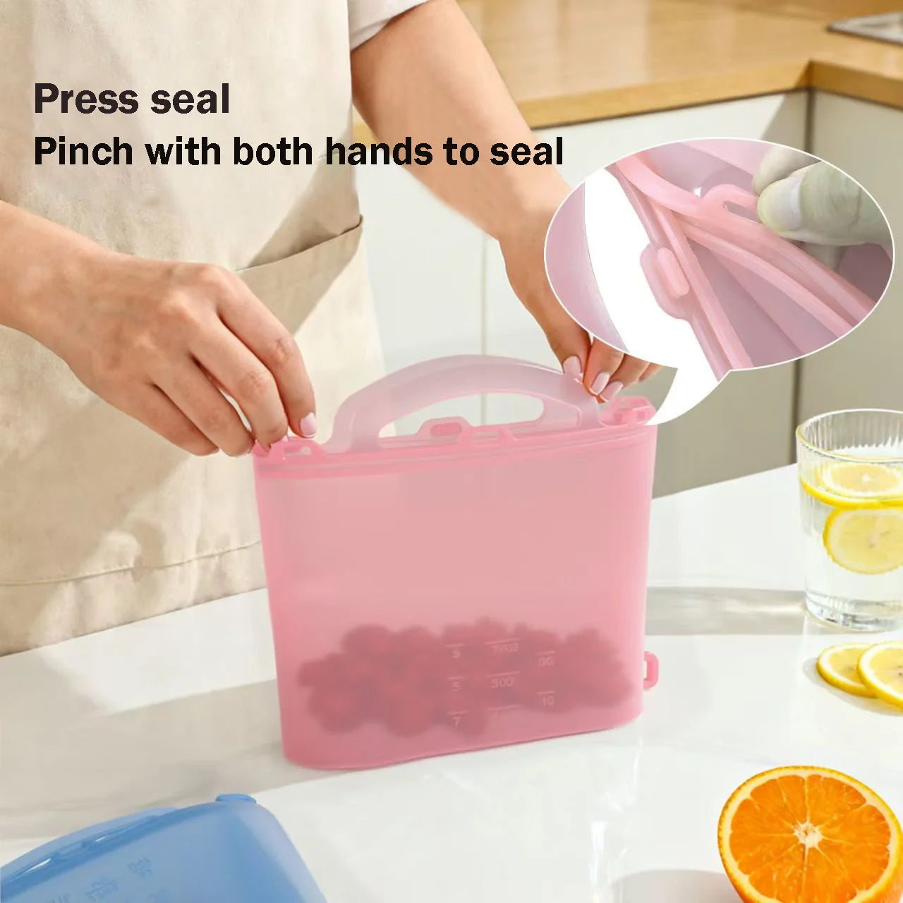 Silicone Self Sealing Freezer Bag Leakproof Reusable Food Storage Picnic