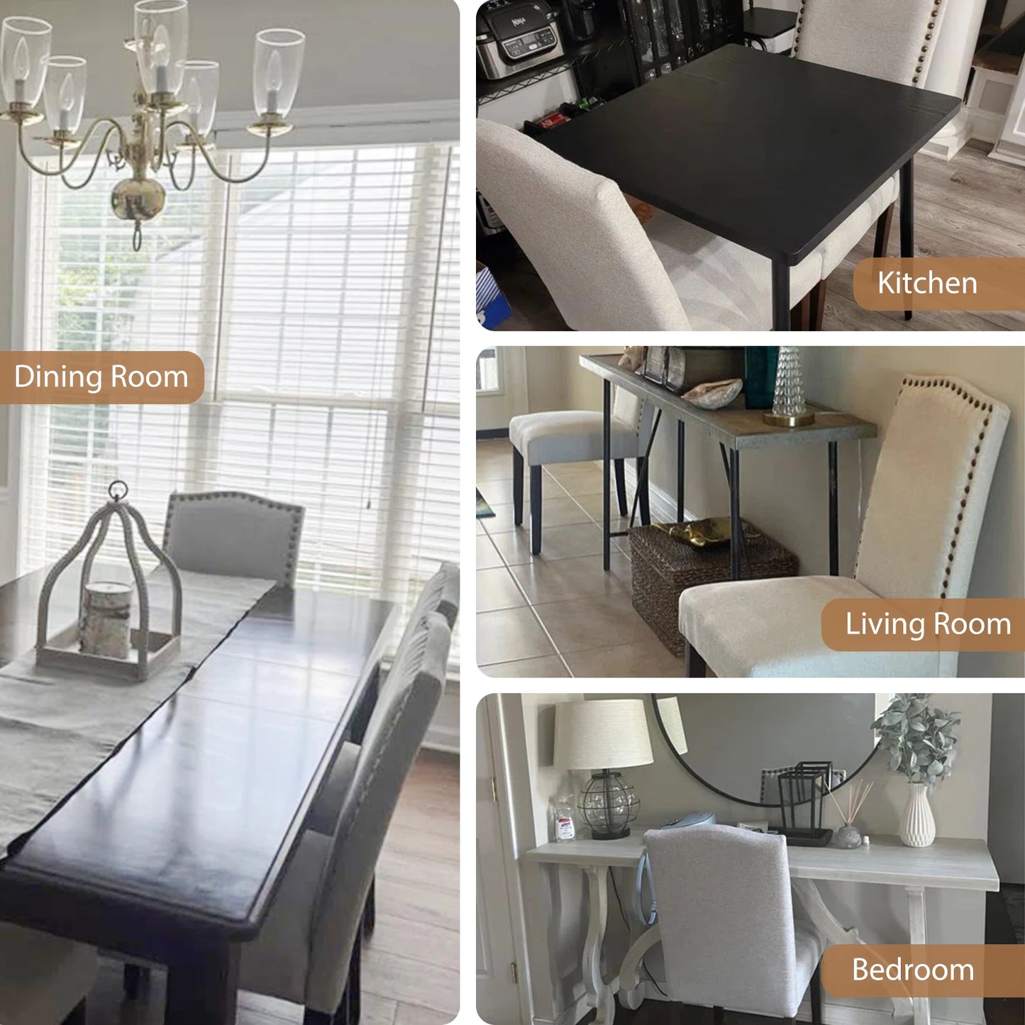 MCQ Farmhouse Fabric Dining Chairs Set With Wooden Legs