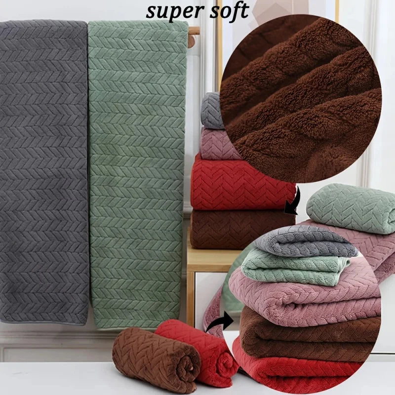 Thick Coral Velvet Bath Towels Absorbent Quick Dry Home Hotel