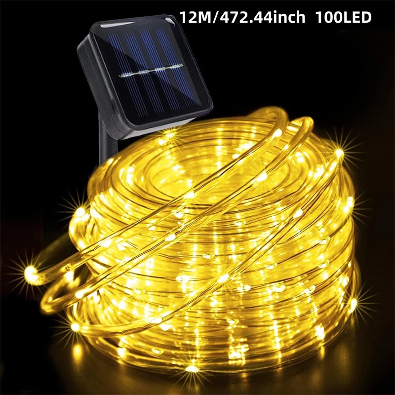 Peach Forest Solar LED Tube Light 100LED Rope String Light