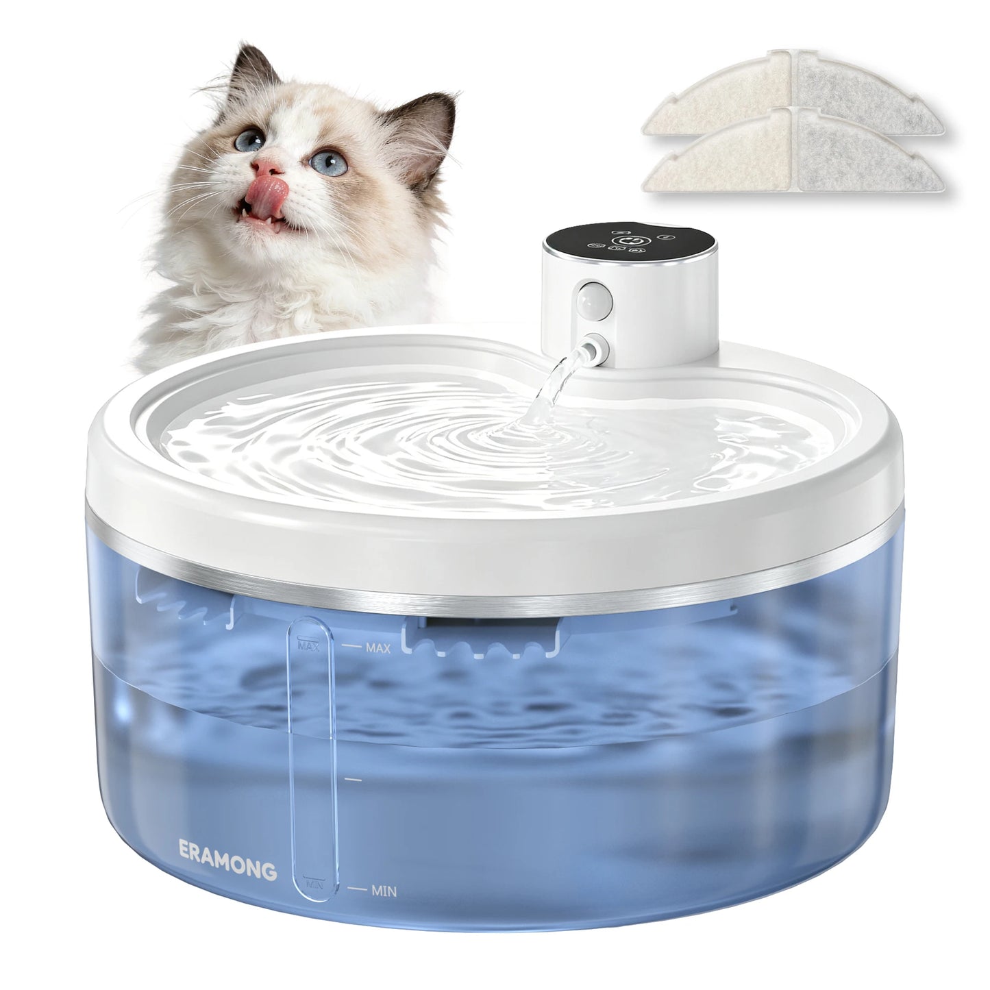 ERAMONG Wireless Cat Water Fountain With 4000mAh Battery And Auto Sensor