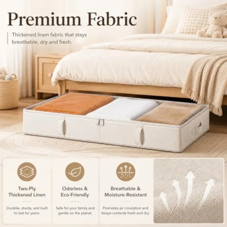 Side-Supported Under Bed Storage Containers With Sturdy Handles