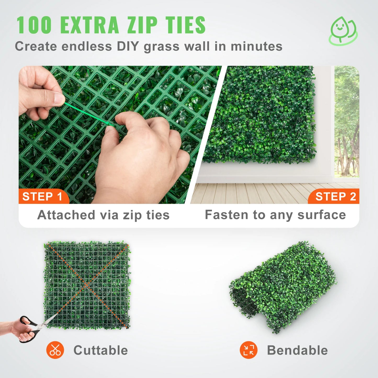 SucceBuy Boxwood Panels 12 Pack Artificial Hedge Wall Mat Backdrop