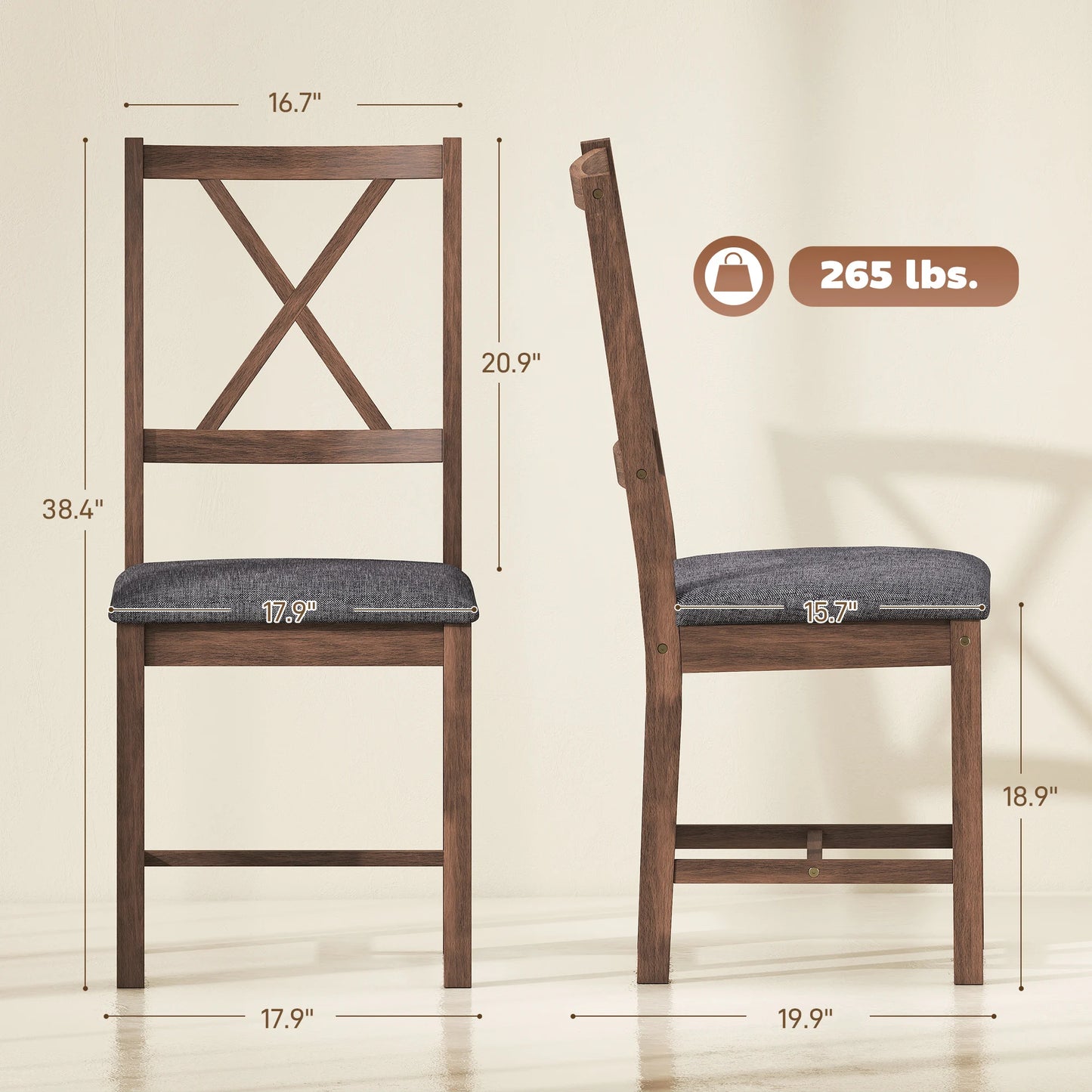 HOMCOM Set Of 4 Mid-Century Modern Walnut Dining Chairs