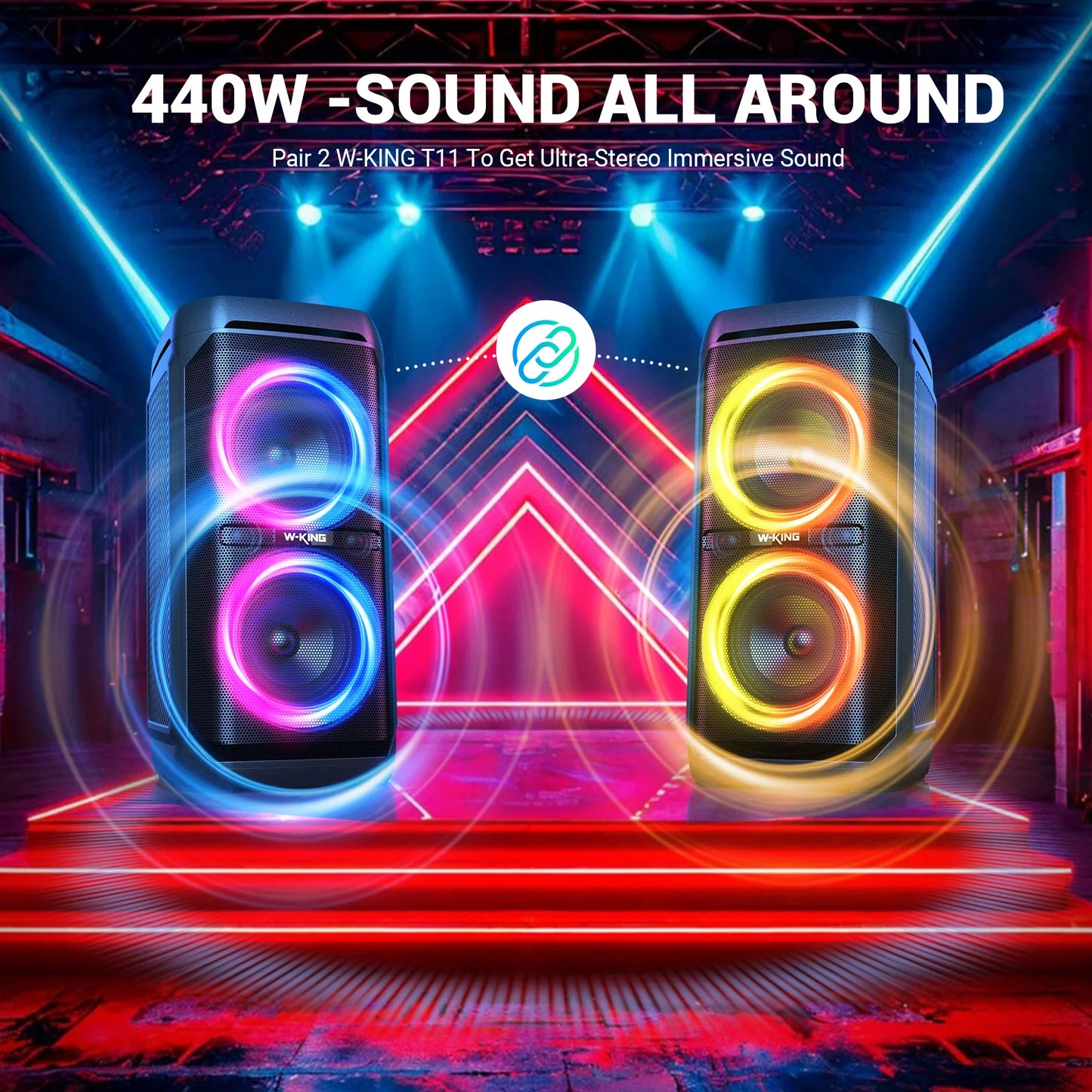 W-King T11 100W RMS Bluetooth Speakers IPX6 Waterproof