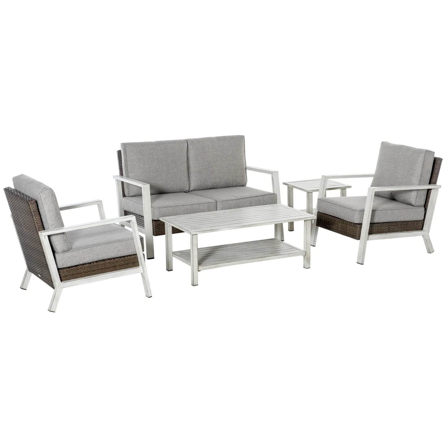 Outdoor Wicker Patio Furniture Set With Table And Four Seats