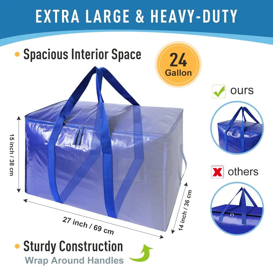 6 Pack Heavy Duty Moving Bags With Zippers And Handles