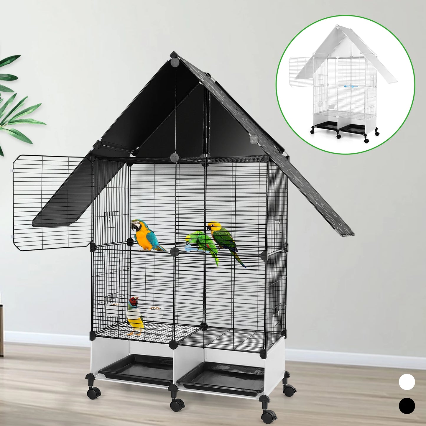 Bird Villa Two Tier Iron Cage With Rolling Stand Lock