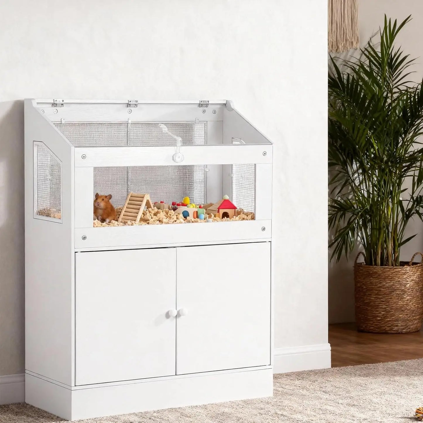 HiMISS Acrylic Animal Cage Storage Cabinet Ventilated Clean Habitat Hamster