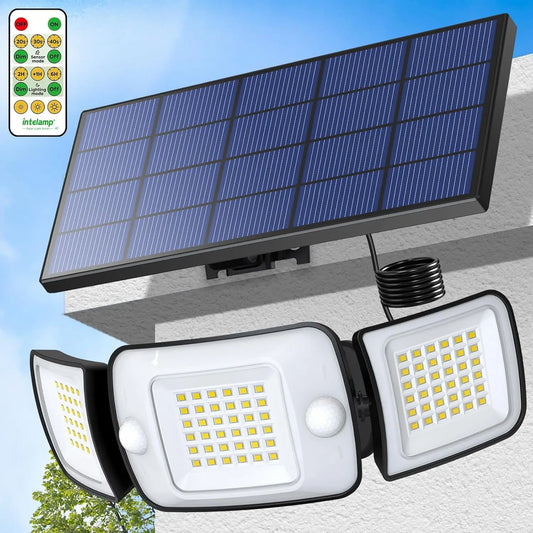 Intelamp Outdoor Solar LED Flood Light With Two Motion Sensors