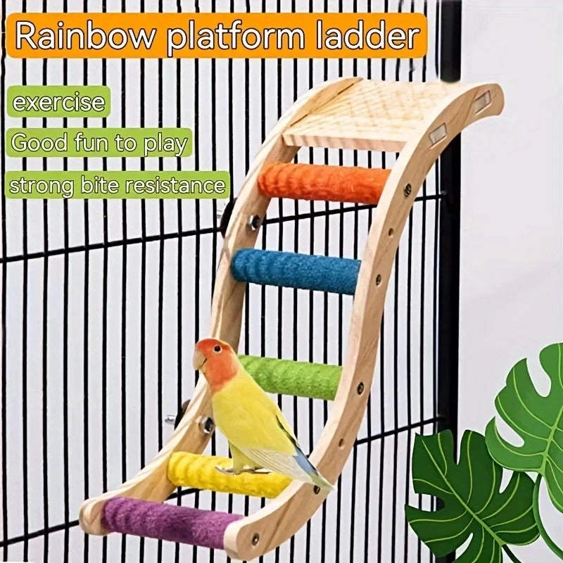 Parrot Ladder Toy Climbing Platform For Birds Safe Chew Activity