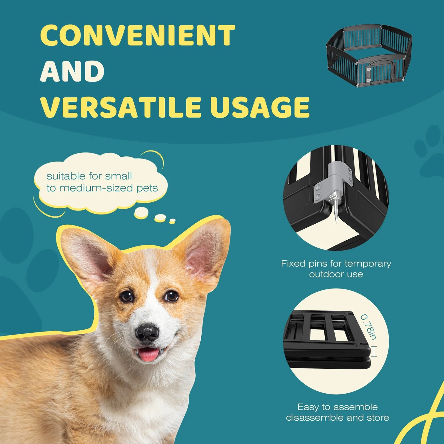 JHK Plastic Dog Playpen 6-Panel Expandable Pet Fence
