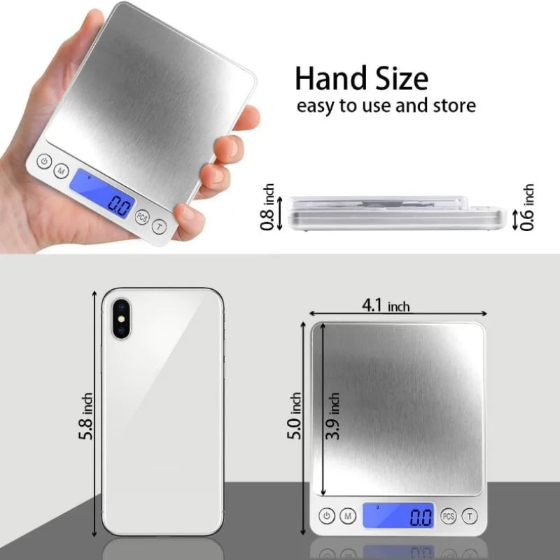 Digital Kitchen Scale 3000g, 0.1g Precision, 6 Modes, LCD