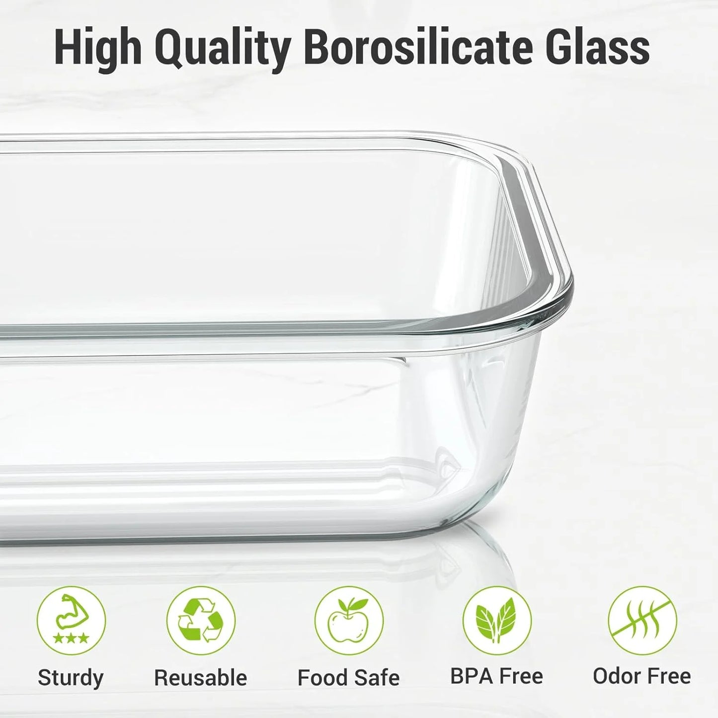 Glass Food Storage Containers With Lids, 20 Piece, 4.5 Cup And 1.5 Cup Capacity