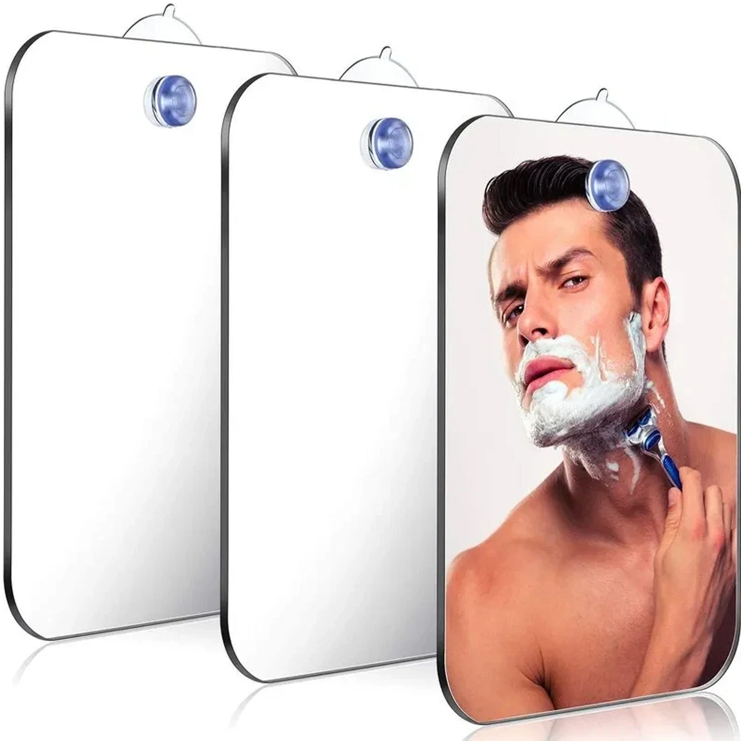 Acrylic Suction Shower Mirror With Razor Holder For Travel Bathroom