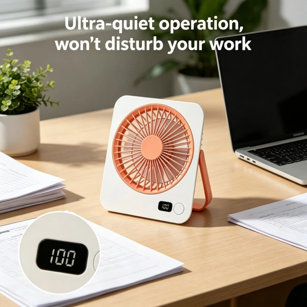 Rechargeable USB Mini Desktop Fan With 5 Speed Quiet Operation