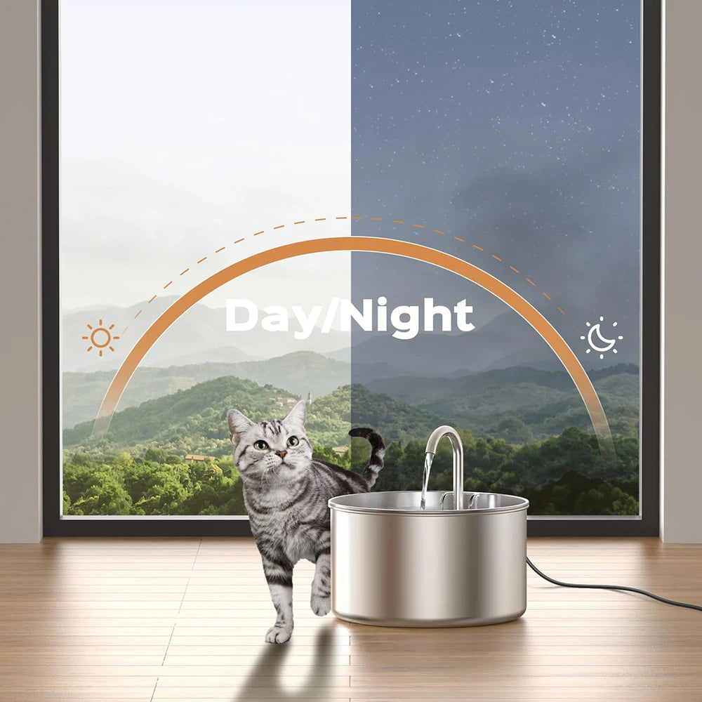 Stainless Steel Cat Water Fountain Whisper Quiet Low Noise