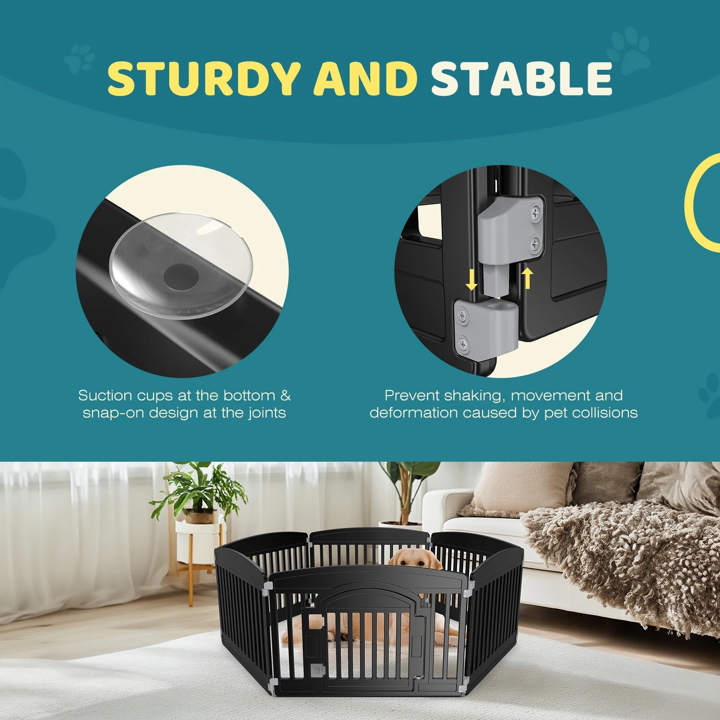 JHK Plastic Dog Playpen 6-Panel Expandable Pet Fence
