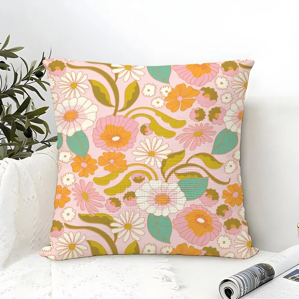 Elizabeth Olwen Modern Flowers Pillow Case Linen Cushion Cover