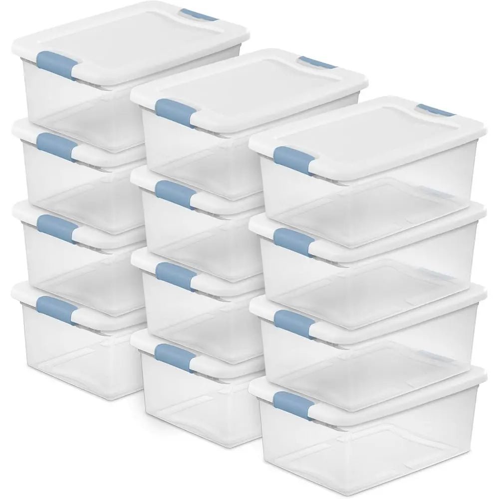 12-Piece Clear Plastic Under Bed Storage Boxes With Lids