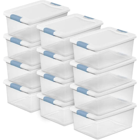 12-Piece Clear Plastic Under Bed Storage Boxes With Lids
