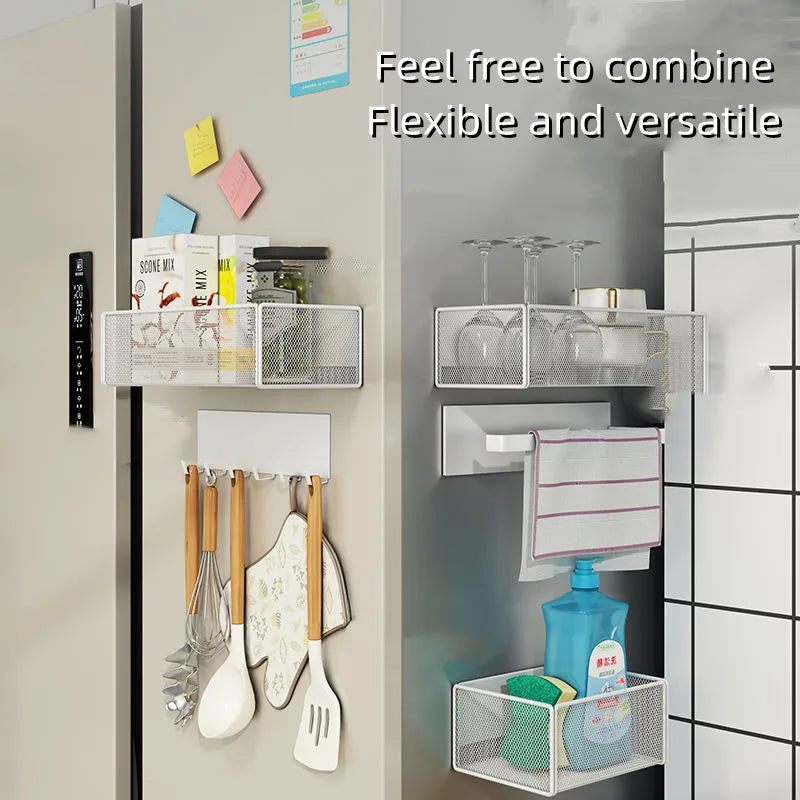 Refrigerator Magnetic Storage Rack Carbon Steel Multifunctional Basket