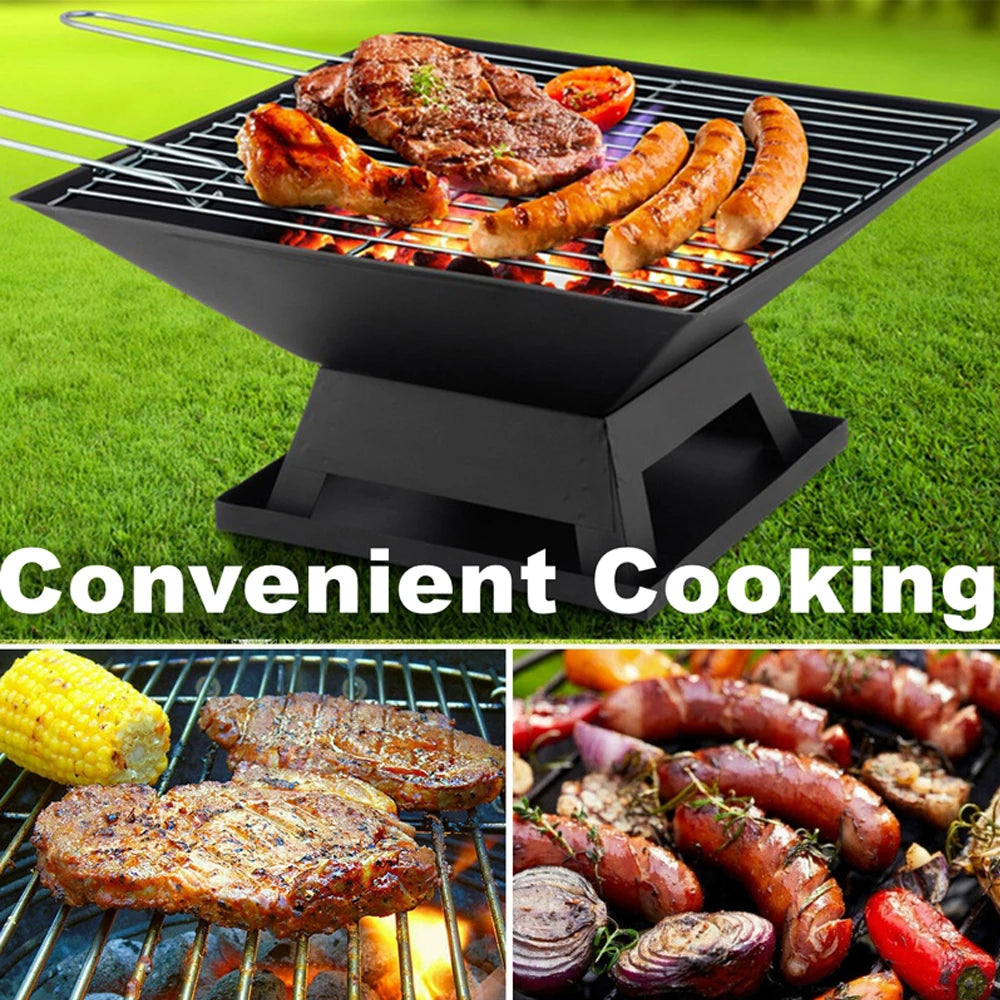 Square BBQ Grill Fire Pit Outdoor Heater Garden Patio Brazier