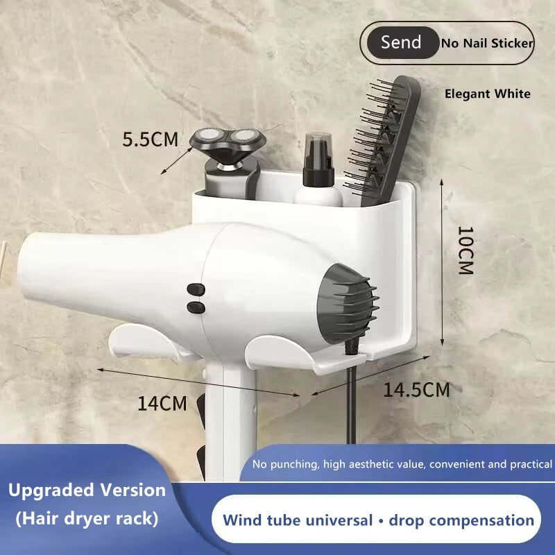 Multifunctional Hair Dryer Holder Wall Mount and Stand Organizer