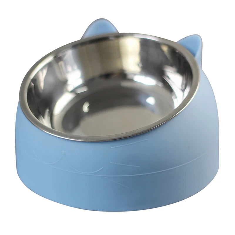 Stainless Steel Cat Bowls Non Slip Base 15 Degree Tilt
