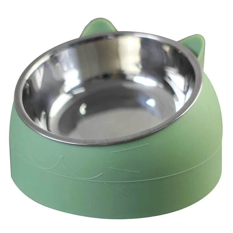 Stainless Steel Cat Bowls Non Slip Base 15 Degree Tilt