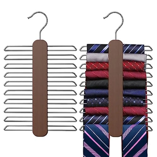 Tie Hanger For Closet Storage 360 Rotating Wooden Tie Organizer
