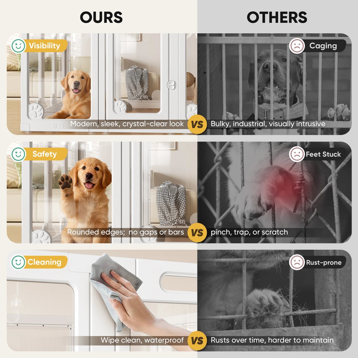 Jetting Clear Acrylic Dog Play Pen Indoor Puppy Fence Door