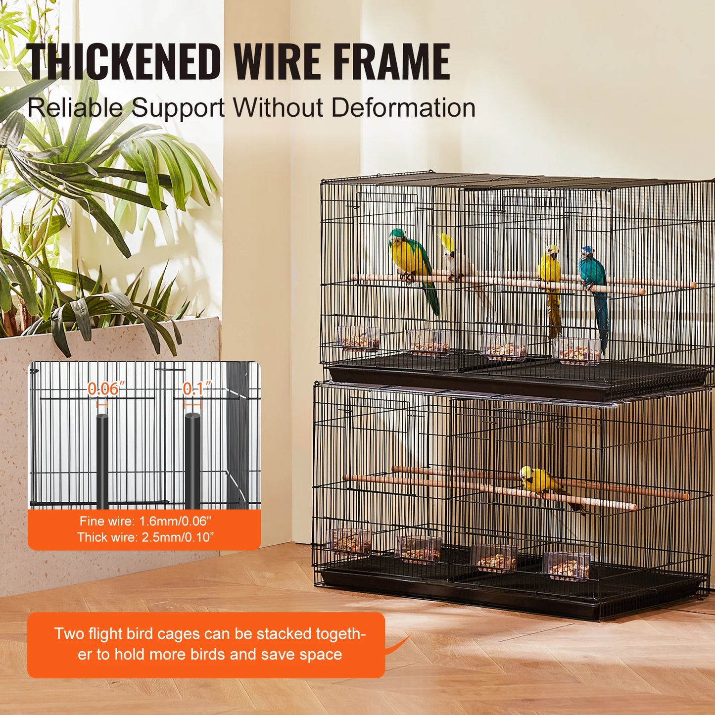 SucceBuy Stackable Divider Bird Cage With Travel Handle For Birds