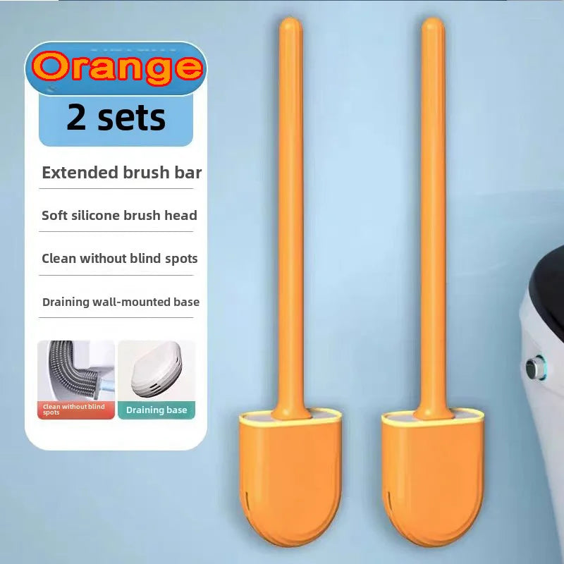 Hanging Silicone Toilet Brush With Long Handle And Quick Dry