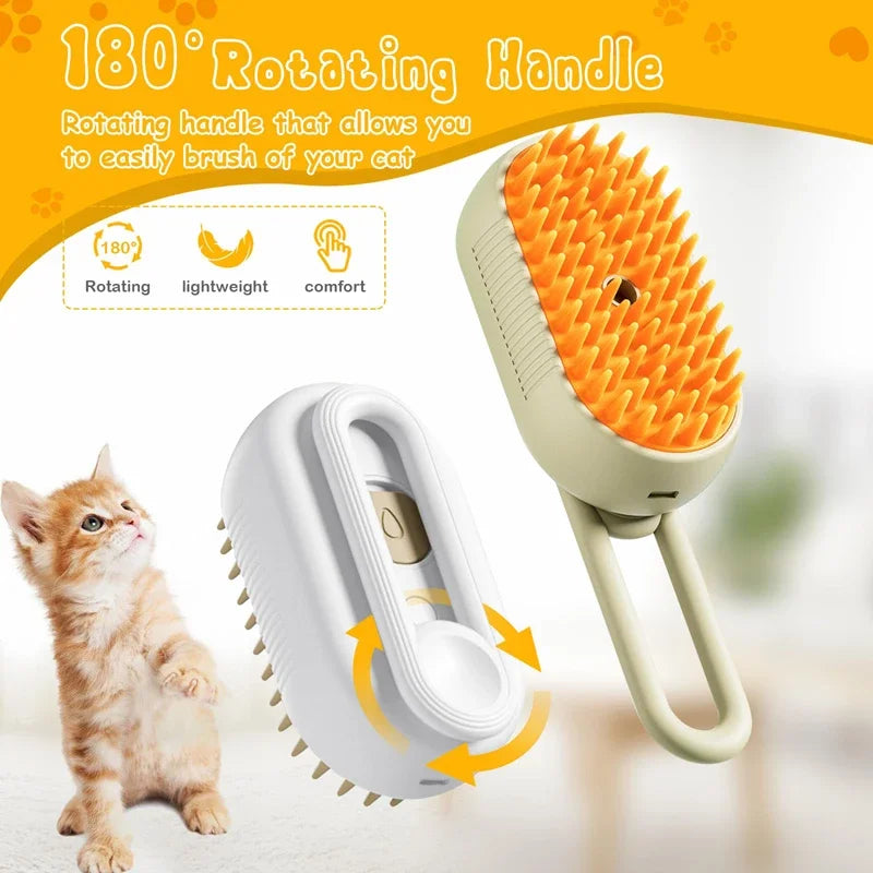 Cat Steam Brush Comb 3in1 Pet Grooming And Hair Care
