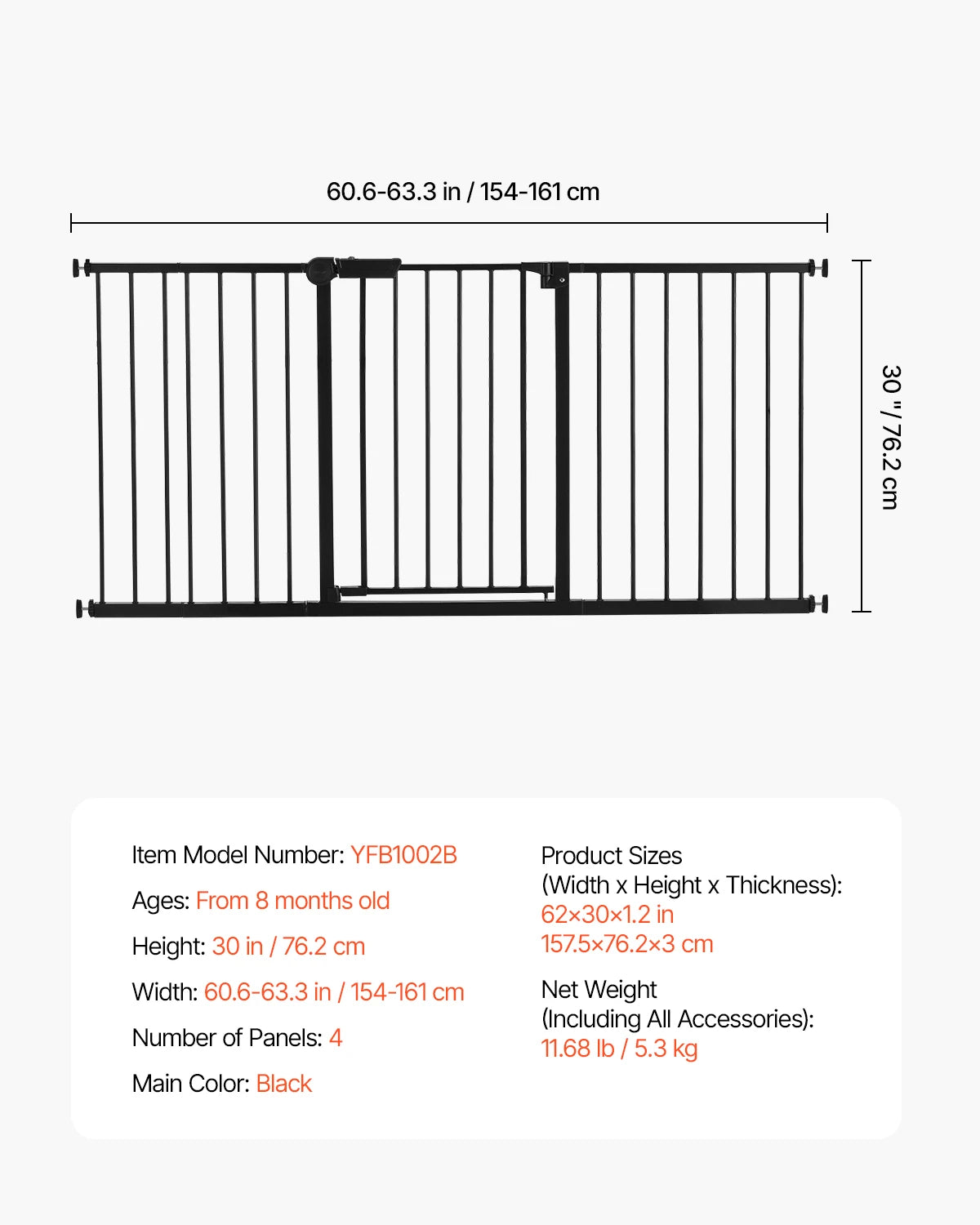 SucceBuy Baby Gate Pressure Mount Walk Through Child Fence