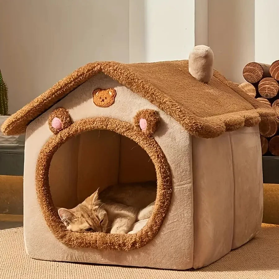 Foldable Pet House For Cats And Small Dogs Washable Cover