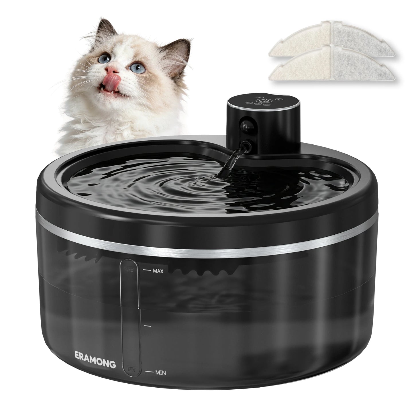 ERAMONG Wireless Cat Water Fountain With 4000mAh Battery And Auto Sensor