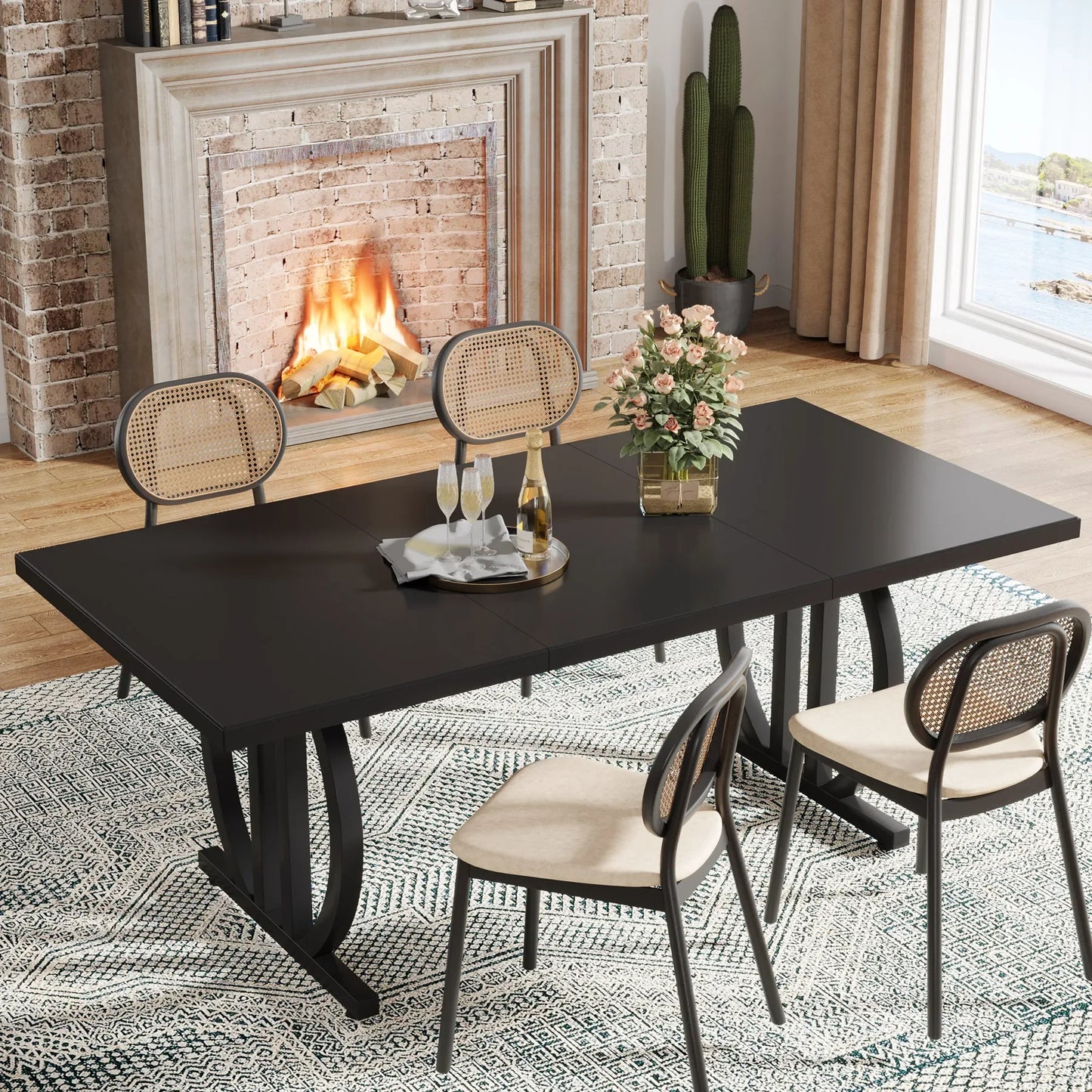 Tribesigns Modern Heavy Duty Metal Frame Industrial Dining Kitchen Table, No Chairs