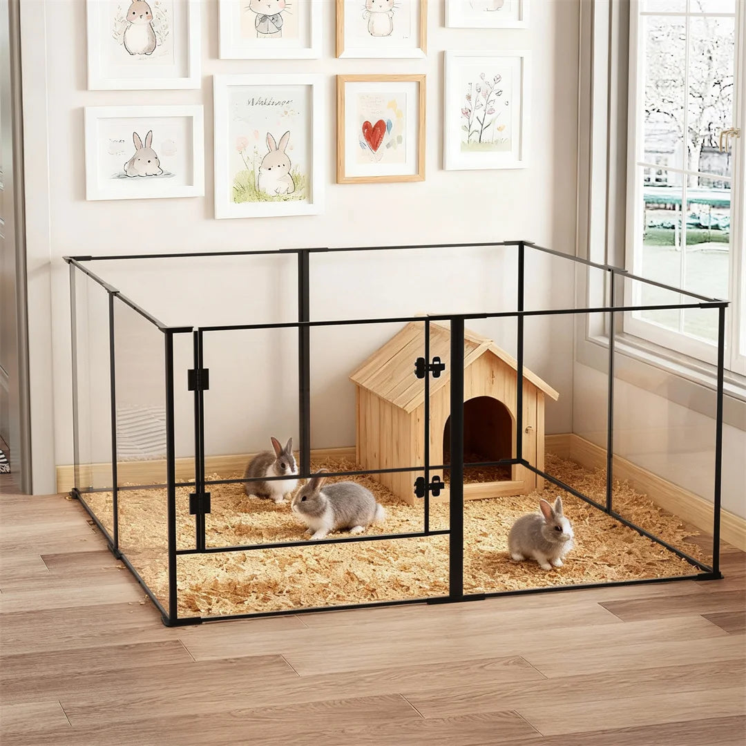 BINGOPAW 8 Panels Acrylic Dog Playpen Indoor Pet Exercise Fence