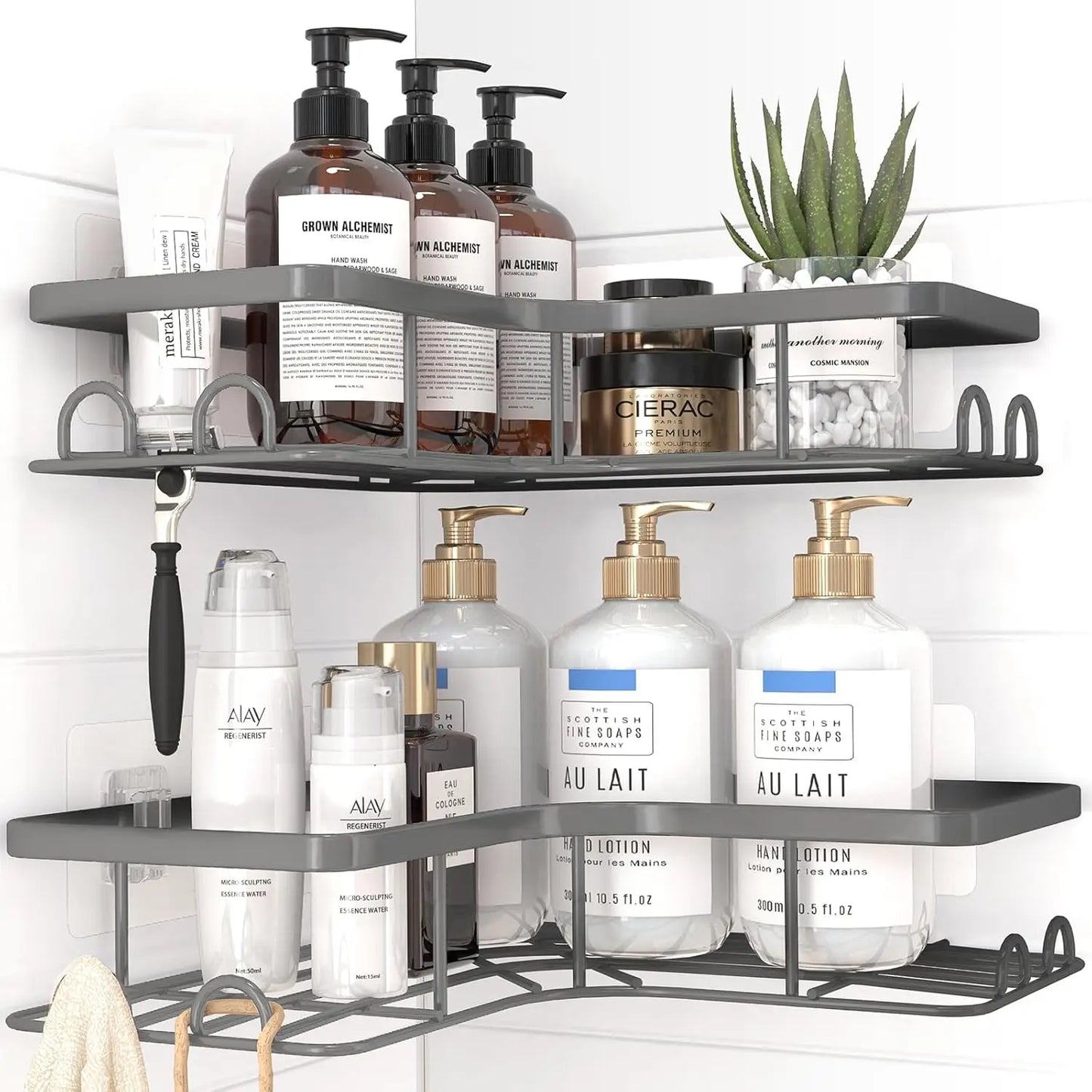 Corner Shower Caddy 2 Pack Adhesive Stainless Steel Shelves
