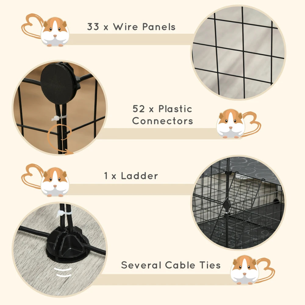 PawHut Portable Metal Pet Playpen With Doors For Small Animals