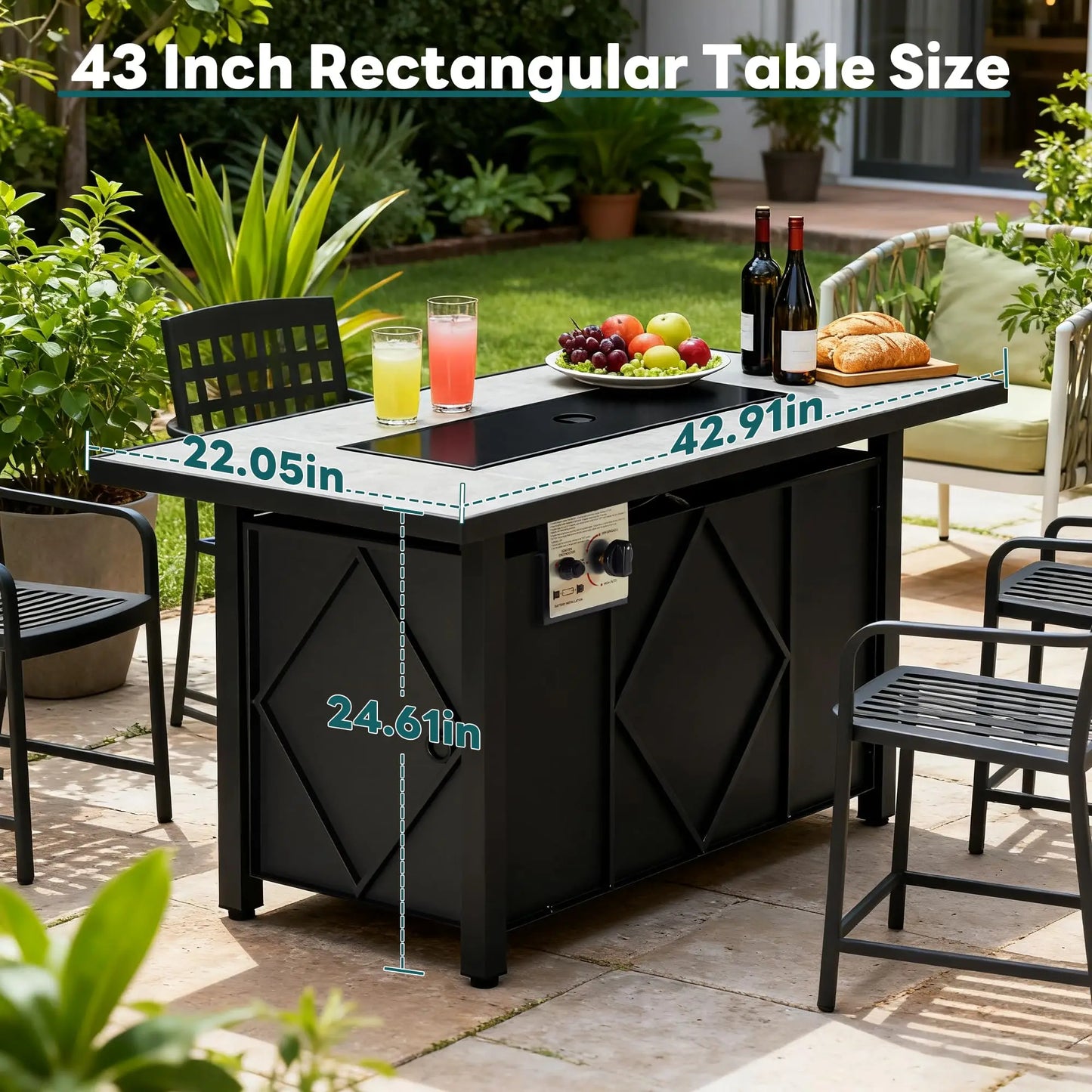 JHK Outdoor Propane Fire Pit Table 50,000 BTU CSA Certified