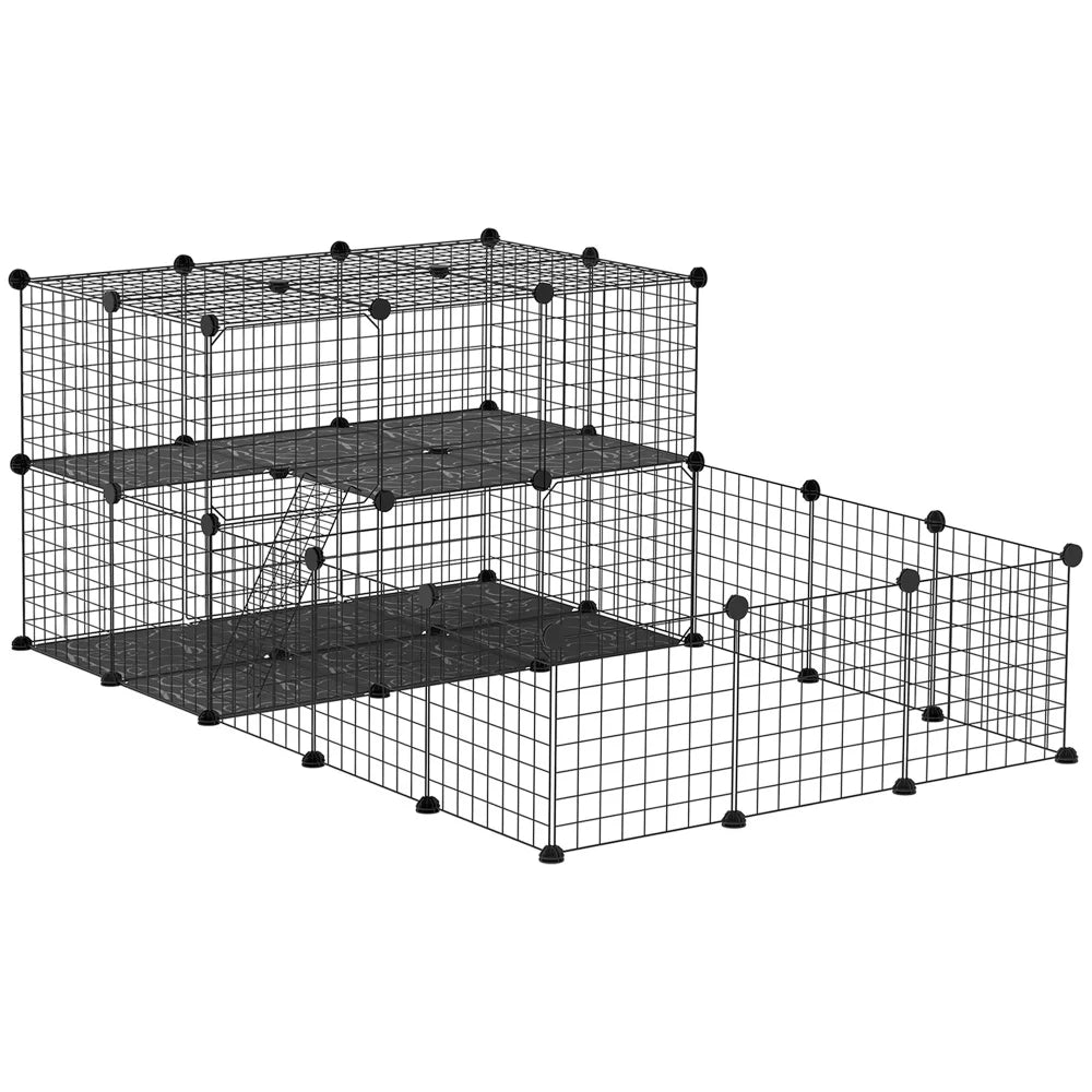 PawHut Portable Metal Pet Playpen With Doors For Small Animals