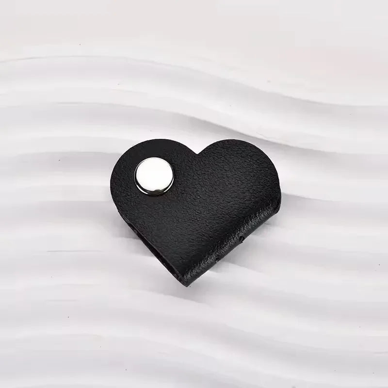 PU Leather Cable Organizer Heart Shaped Clip For Cables