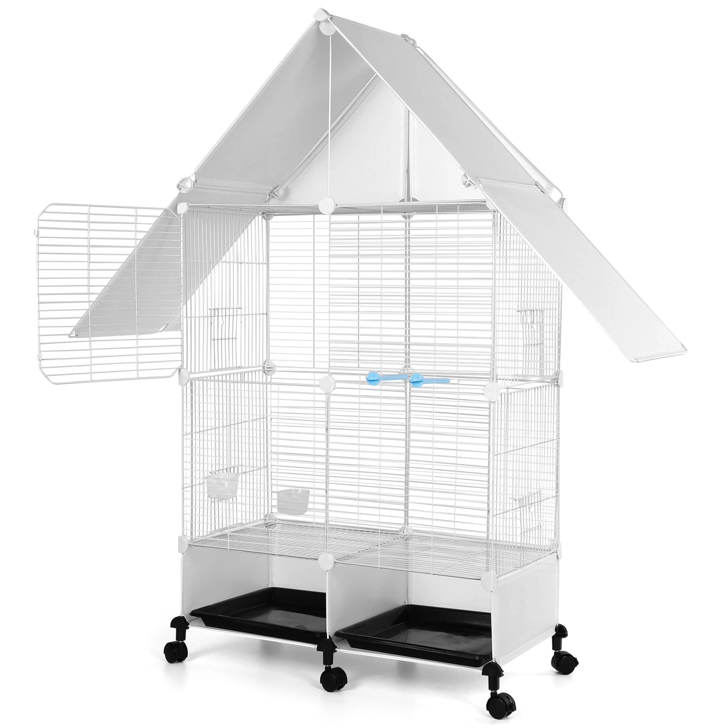 Bird Villa Two Tier Iron Cage With Rolling Stand Lock