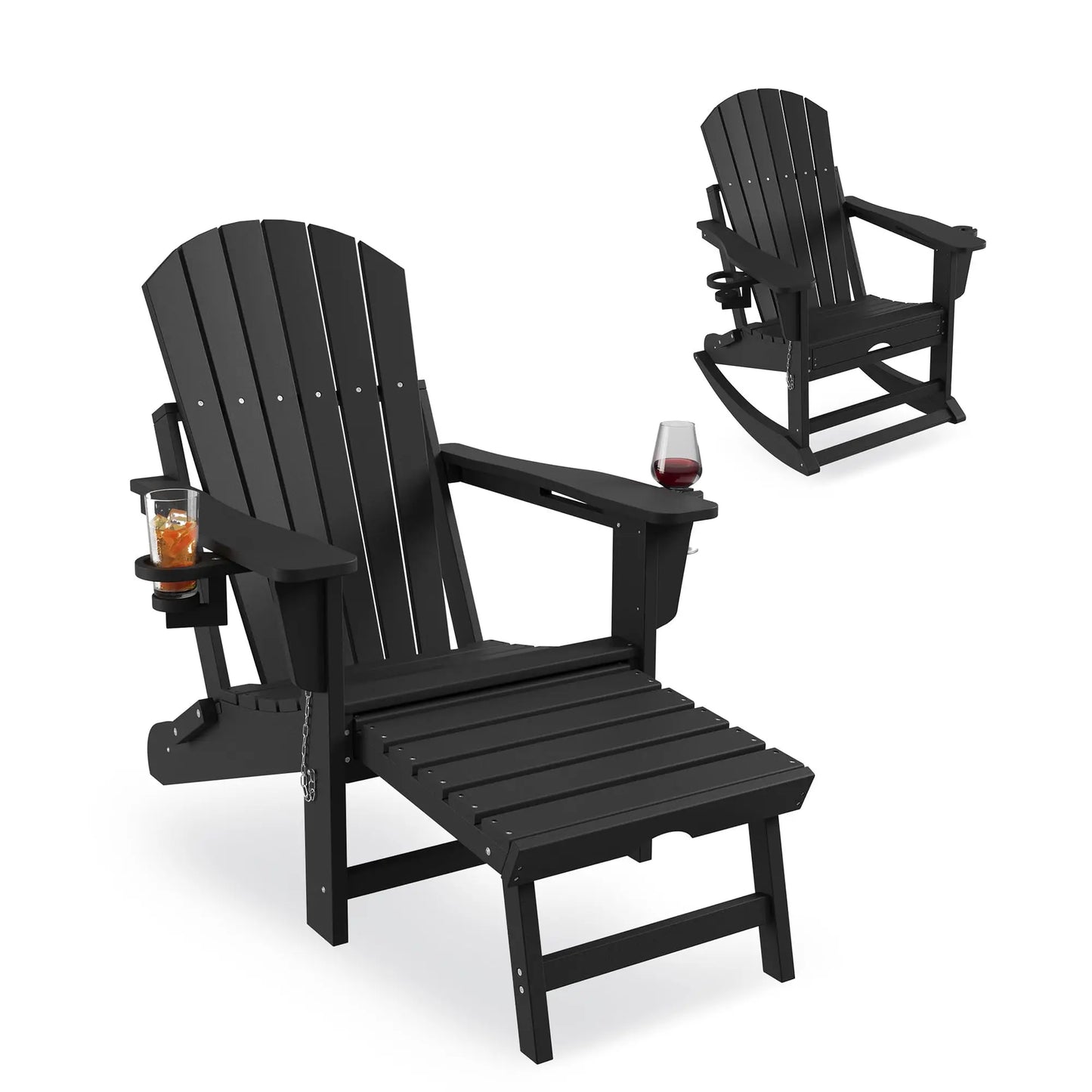 Studyset Folding Adirondack Rocking Chair With Footrest