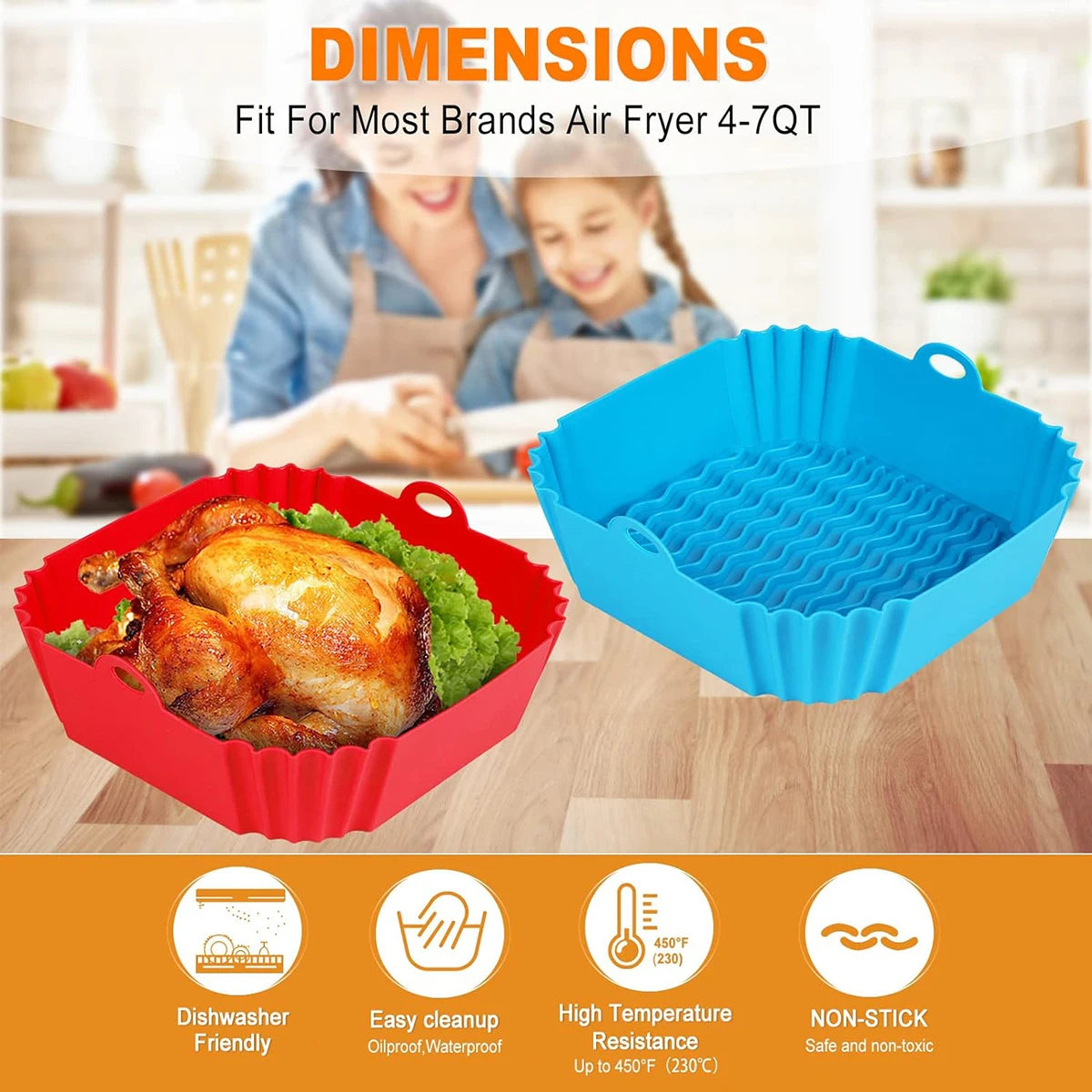 Air Fryer Silicone Liners Pot For Nonstick Baking Pan