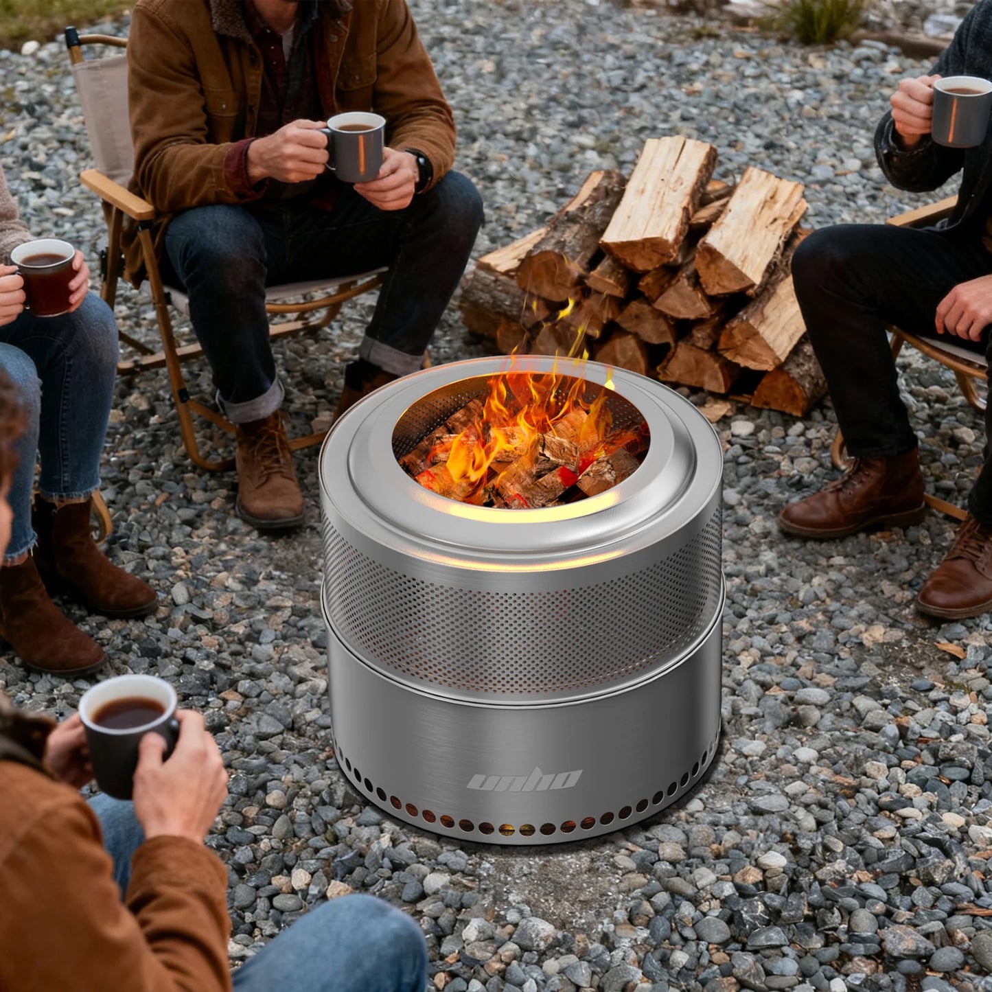 Stainless Steel Smokeless Wood Burning Fire Pit With Carry Bag