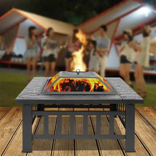 Portable Courtyard Metal Fire Pit With Accessories Outdoor